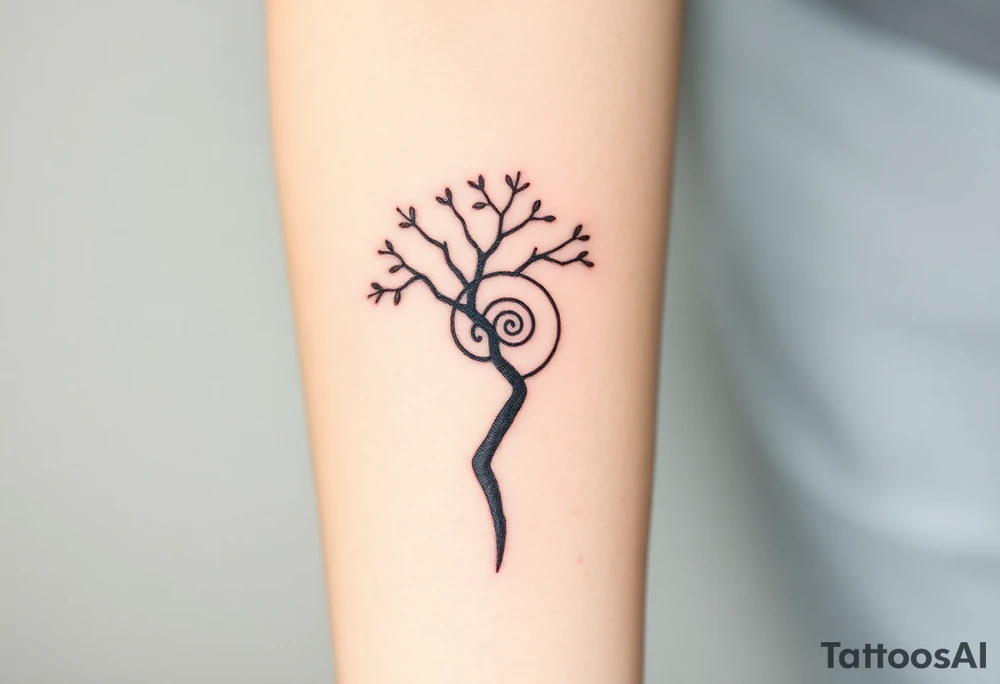 Fibonacci spiral shell inside of tree tattoo idea