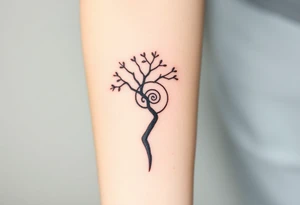 Fibonacci spiral shell inside of tree tattoo idea