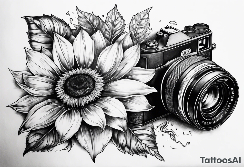 sunflower, camera, fish, tattoo idea