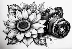 sunflower, camera, fish, tattoo idea