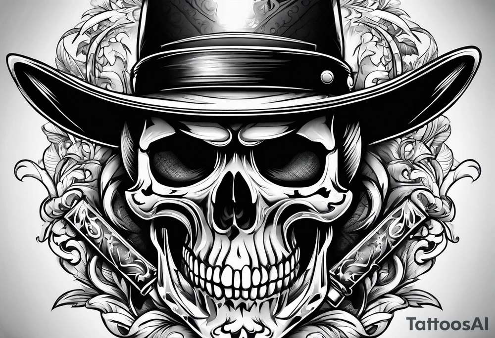 cowboy skull smoking a cigarette tattoo idea
