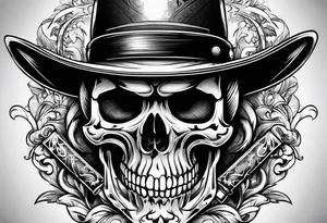 cowboy skull smoking a cigarette tattoo idea