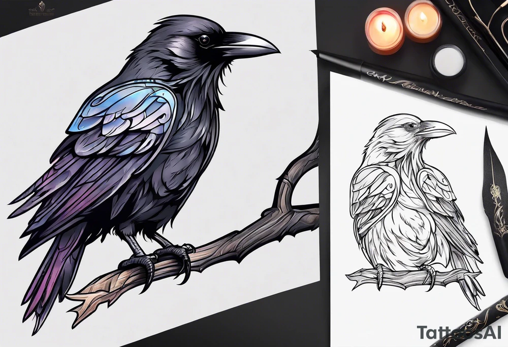 Raven outline tattoo idea