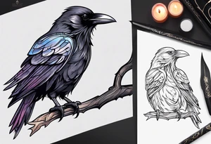Raven outline tattoo idea