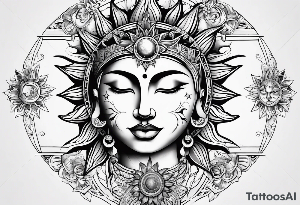 Sun and moon tattoo idea