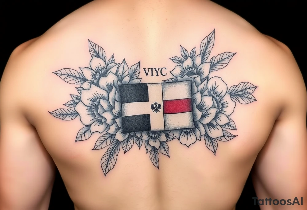 Make me a arm sleeve with flowers being the base having my zodiac sign Virgo, Dominican flag in color, something symbolizing nyc, my parents birthday on Roman numerals 1/10/1980 and 1/18/1984 tattoo idea