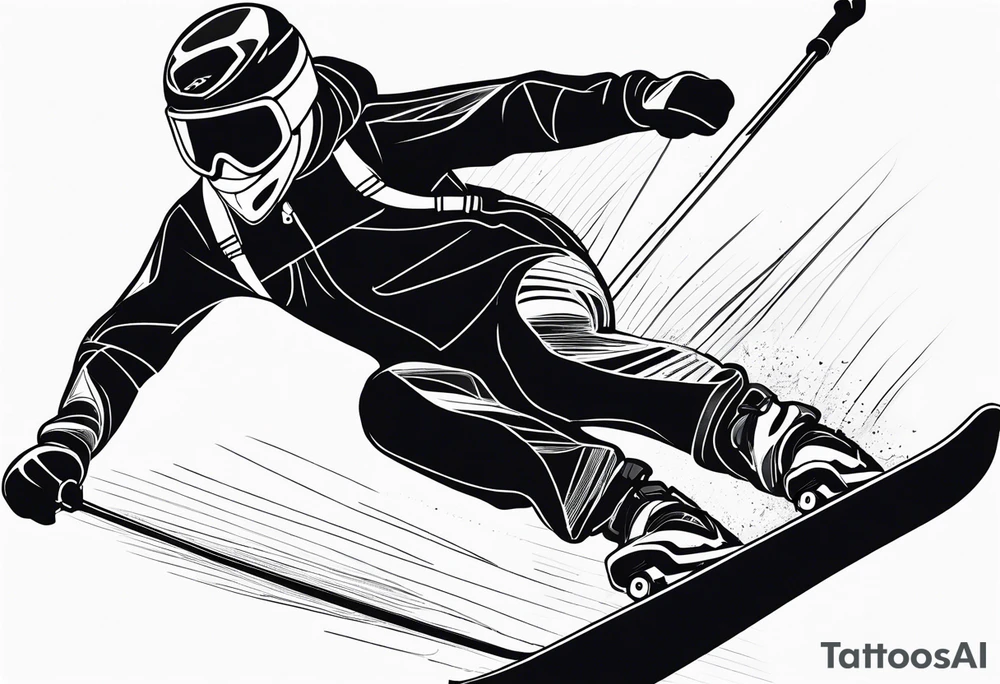 Skier in motion, fine line, more abstract tattoo idea