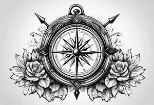 3D old fashioned Compass tattoo idea