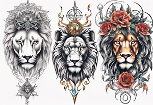 godess tattoo that is mixed together with a lion tattoo idea