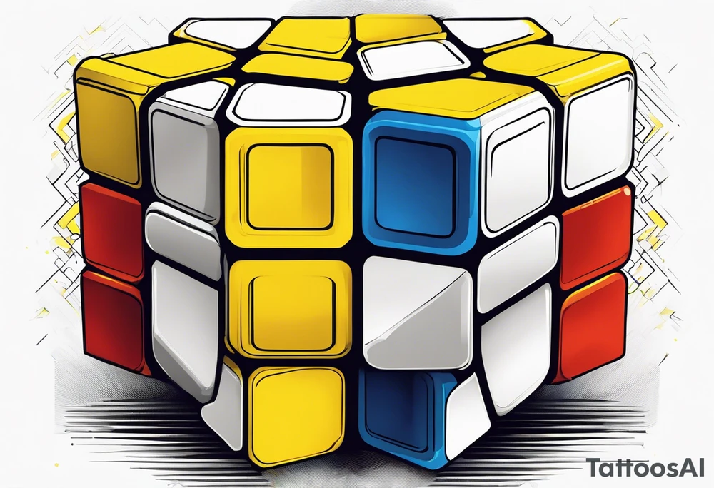 Rubiks with yellow in the shape of C tattoo idea