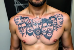 creative collage of different emotions tattoo idea