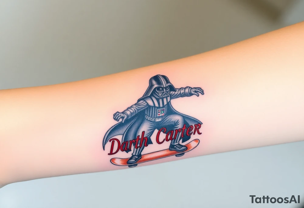 Darth Vader skateboarding > bullets > in loving memory
colorful
skateboard words "Darth Carter"
add date 12/29/88-01/06/24 tattoo idea