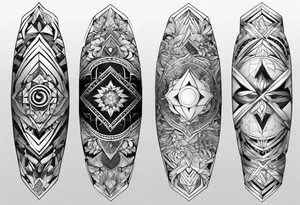 A full sleeve for the forearm with a geometric design tattoo idea