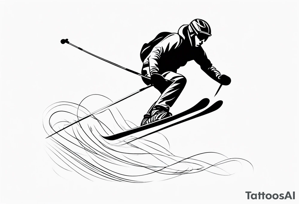 Skier in motion, single line tattoo idea