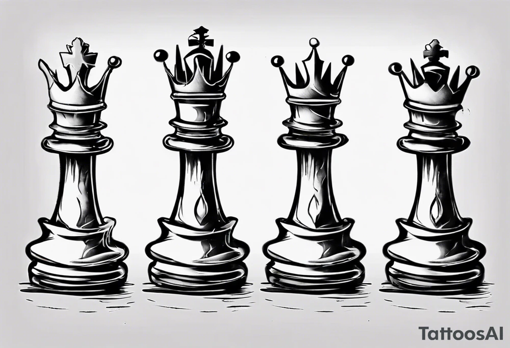 king chess with tear and wear from life tattoo idea