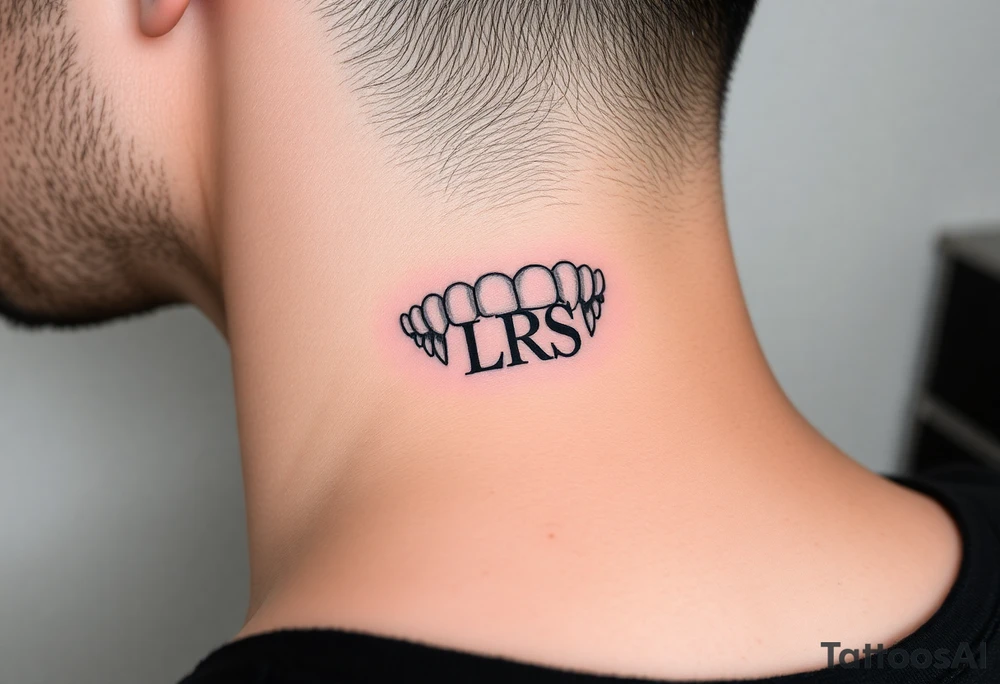 Seductive teeth marks with the initials lrs tattoo idea