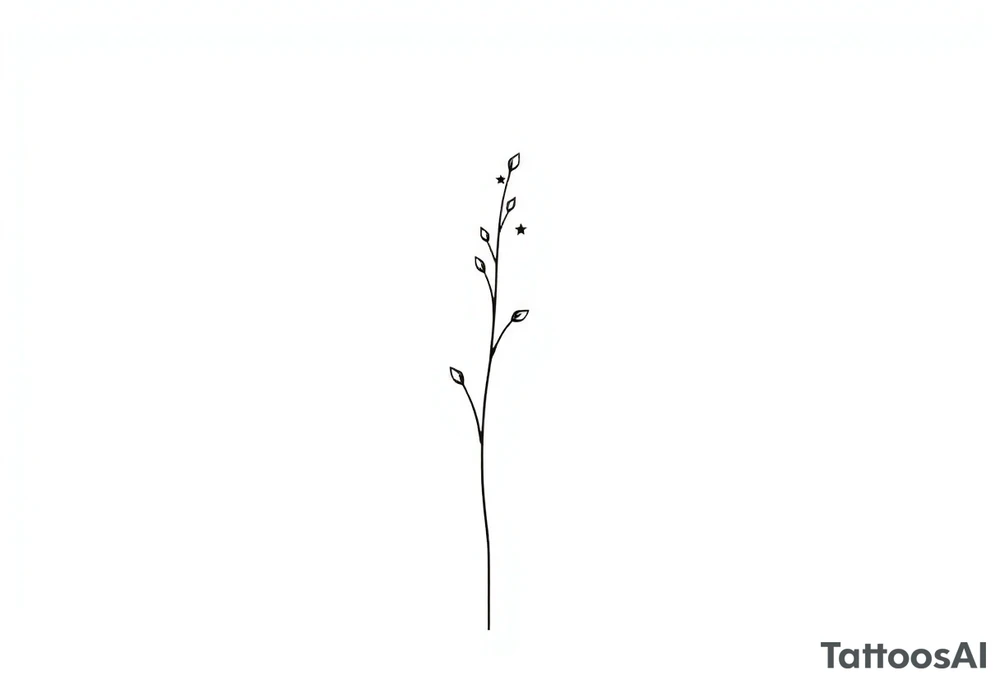 Simple, delicate, fine line, stars, plant. Vertical tattoo idea Simple, delicate, fine line, stars, plant. Vertical tattoo idea