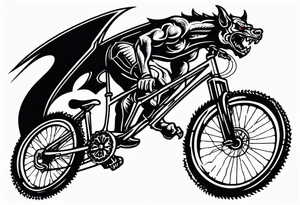 gargoyle riding a full suspension mountain bike with a shadow tattoo idea