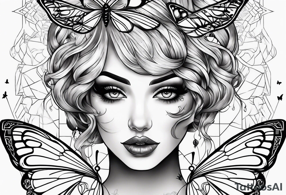 Beautiful tattooed women butterfly sarcastic comment svg tattoo idea
