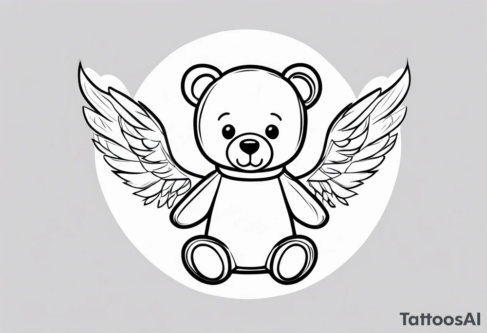 teddy bear with angel wings tattoo idea