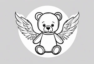 teddy bear with angel wings tattoo idea