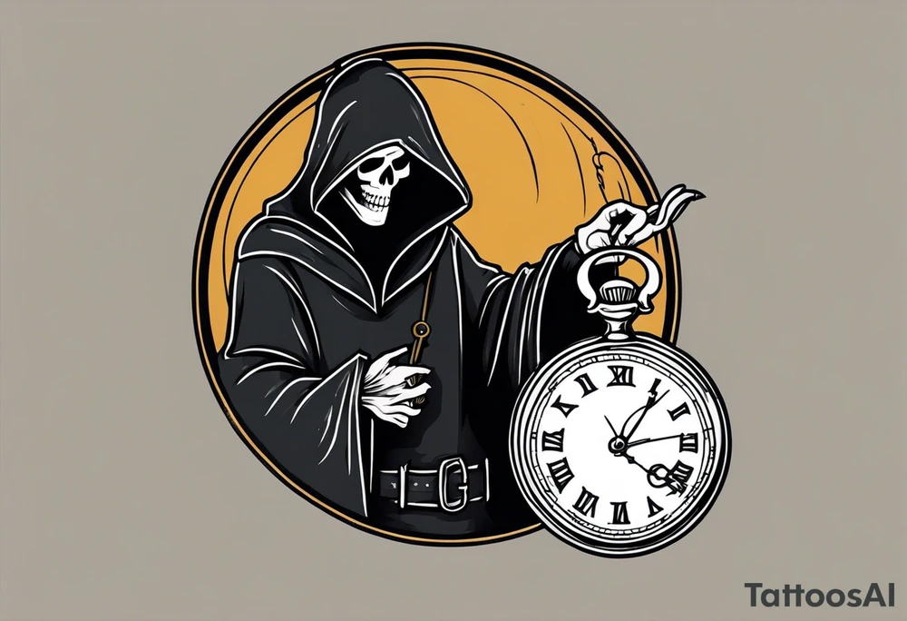 Grim reaper with a pocket watch tattoo idea