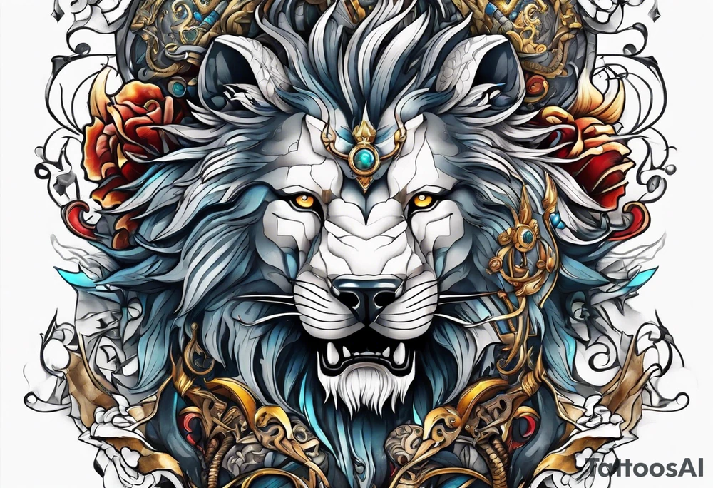 AI Tech, Lion, Horse, Dragon and Wolf tattoo idea