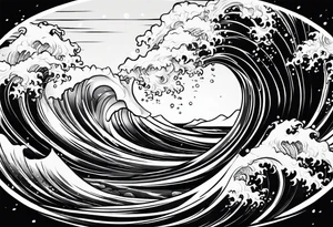 stormy sea waves tattoo idea