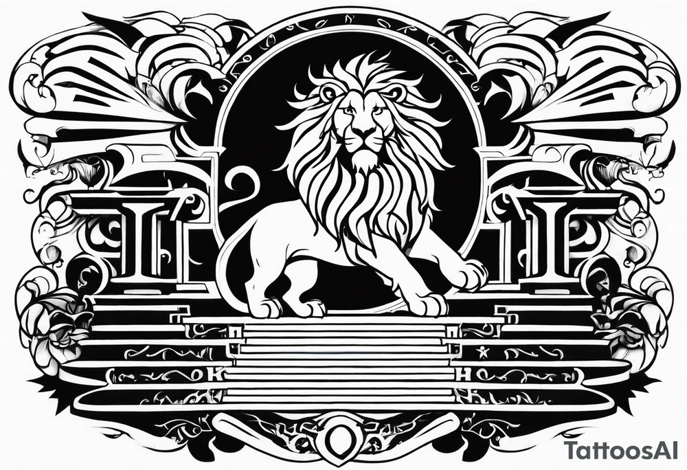 Valhalla lion sword stairs tattoo idea