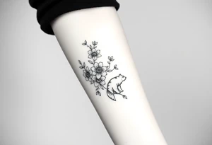 Full forearm design. Flowers on the vine. Include a snail, turtle, fox, and bear tattoo idea