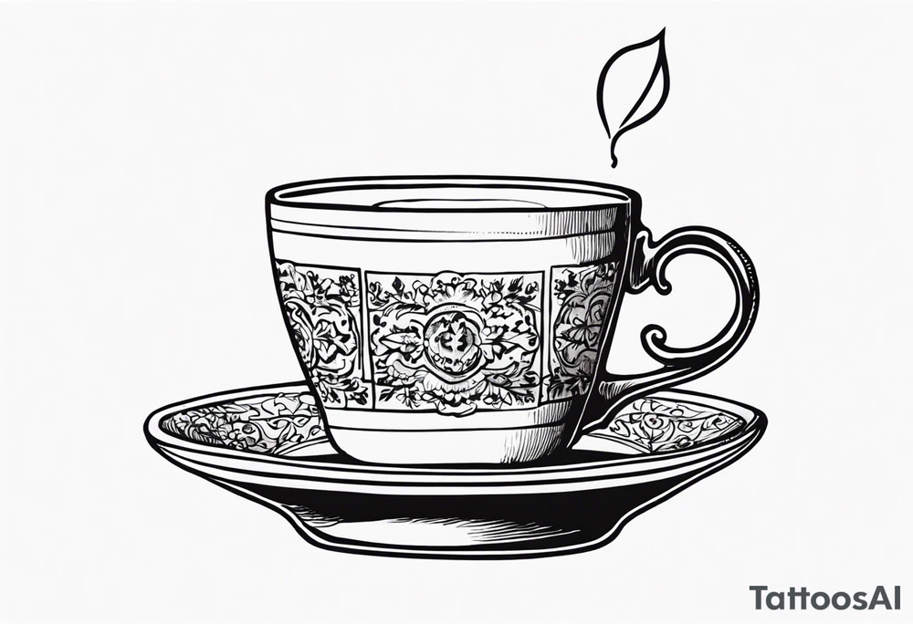 The outside should look like a stamp. So a stylus edge and a square and on the inside there should be a drawing of a Turkish teacup, i.e. a chai.
Der rand ist wichtig die Tasse muss im Viereck sein tattoo idea