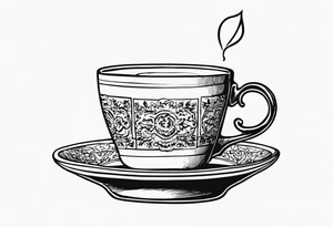 The outside should look like a stamp. So a stylus edge and a square and on the inside there should be a drawing of a Turkish teacup, i.e. a chai.
Der rand ist wichtig die Tasse muss im Viereck sein tattoo idea