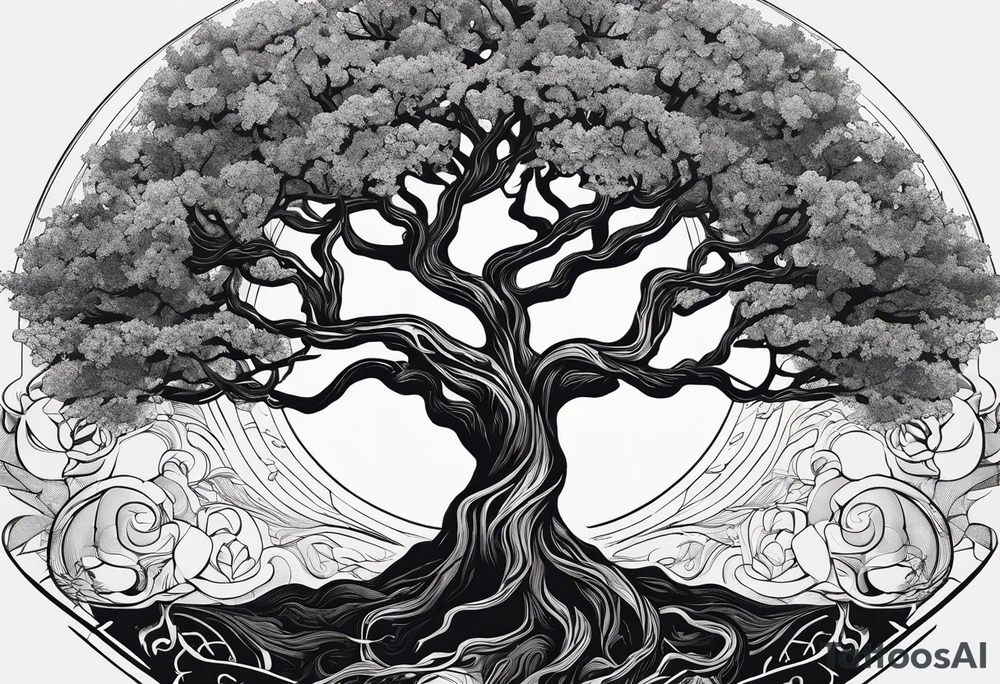 This ash tree was the Tree of Life that held Nine Worlds and connected everything in the universe. with roots tattoo idea