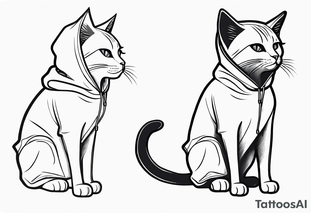 Full body cat emo cat in a hoodie tattoo idea