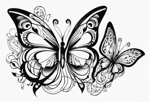 tattoo with 2 medium sized butterflies and the name keonne under it tattoo idea