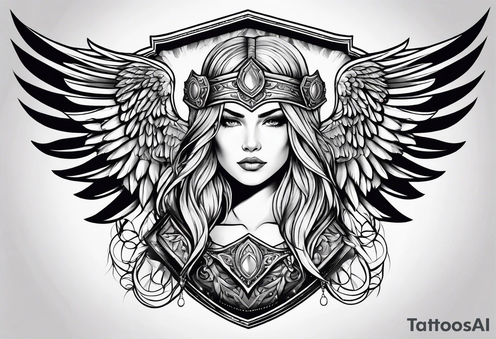 shield maiden wings tattoo idea
