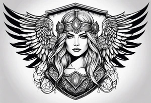 shield maiden wings tattoo idea