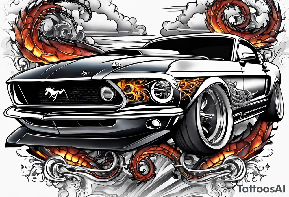 eyeball scorpion ford mustang burnout tattoo idea