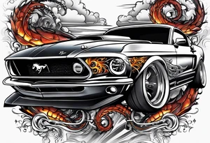 eyeball scorpion ford mustang burnout tattoo idea