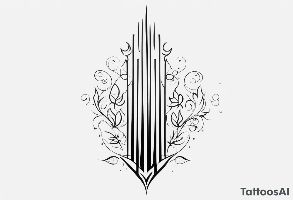 Thin vertical caligraphy of میلاد کیمیا tattoo idea