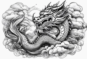 vietnamese dragon water clouds tattoo idea