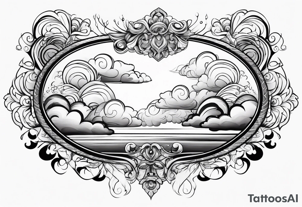 clouds swirl frame vignette tattoo idea