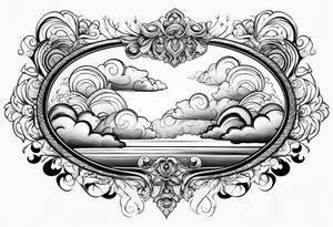 clouds swirl frame vignette tattoo idea