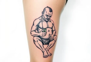 pathetic beta male with disgusting saggy body and limp dick on his knees offering money tattoo idea