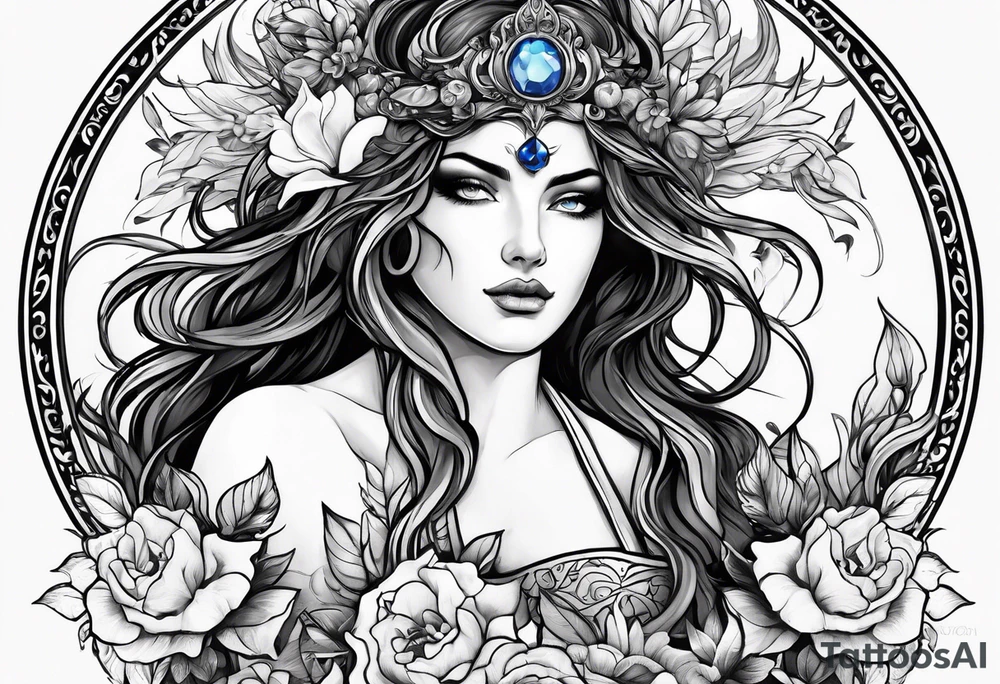 Hades and persephone with blue shadowns tattoo idea
