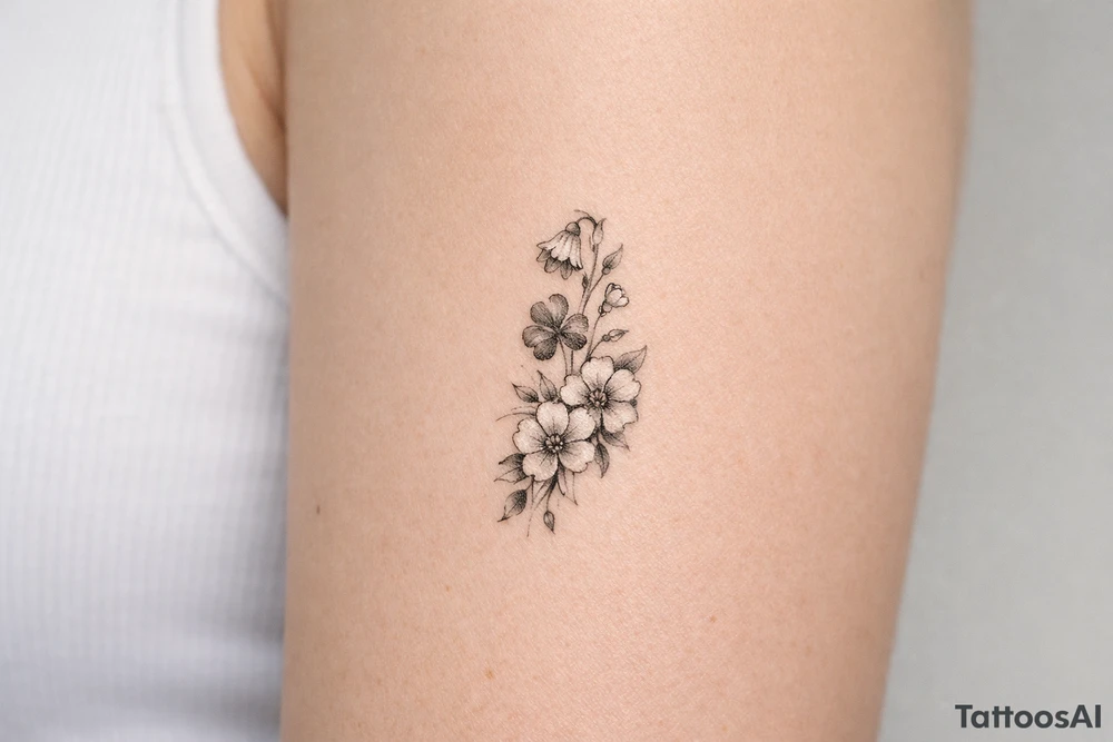 Cascading simple Irish flowers tattoo idea