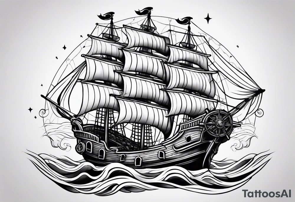 pirate ship tattoo idea