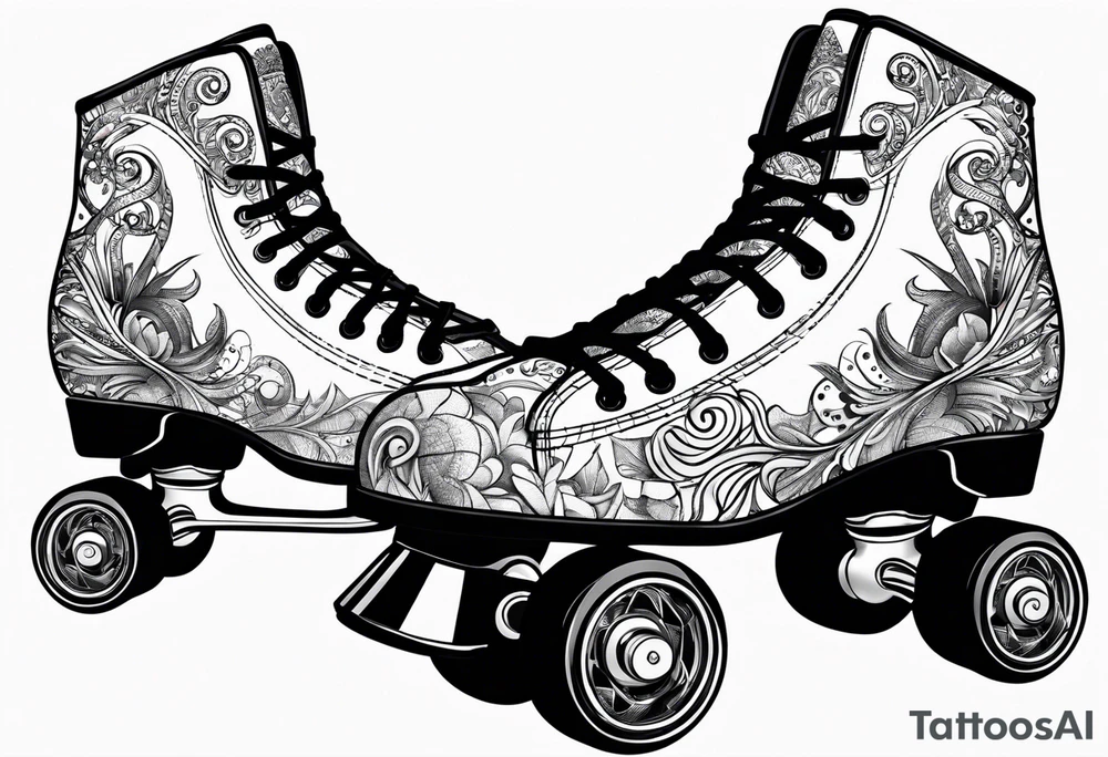 rollerskates with music tattoo idea