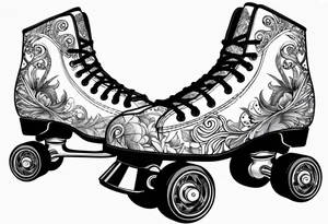 rollerskates with music tattoo idea