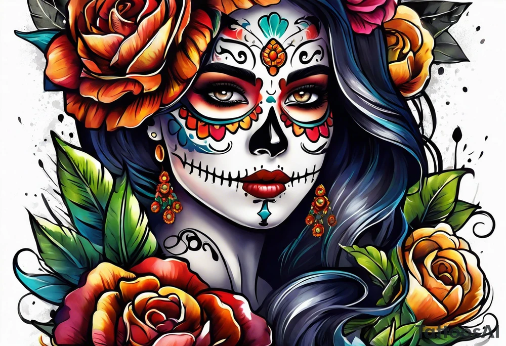 Mexico day of dead tattoo idea